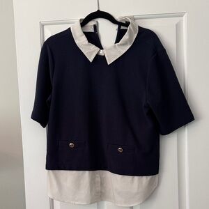 Ann Taylor factory Navy and White Shirt